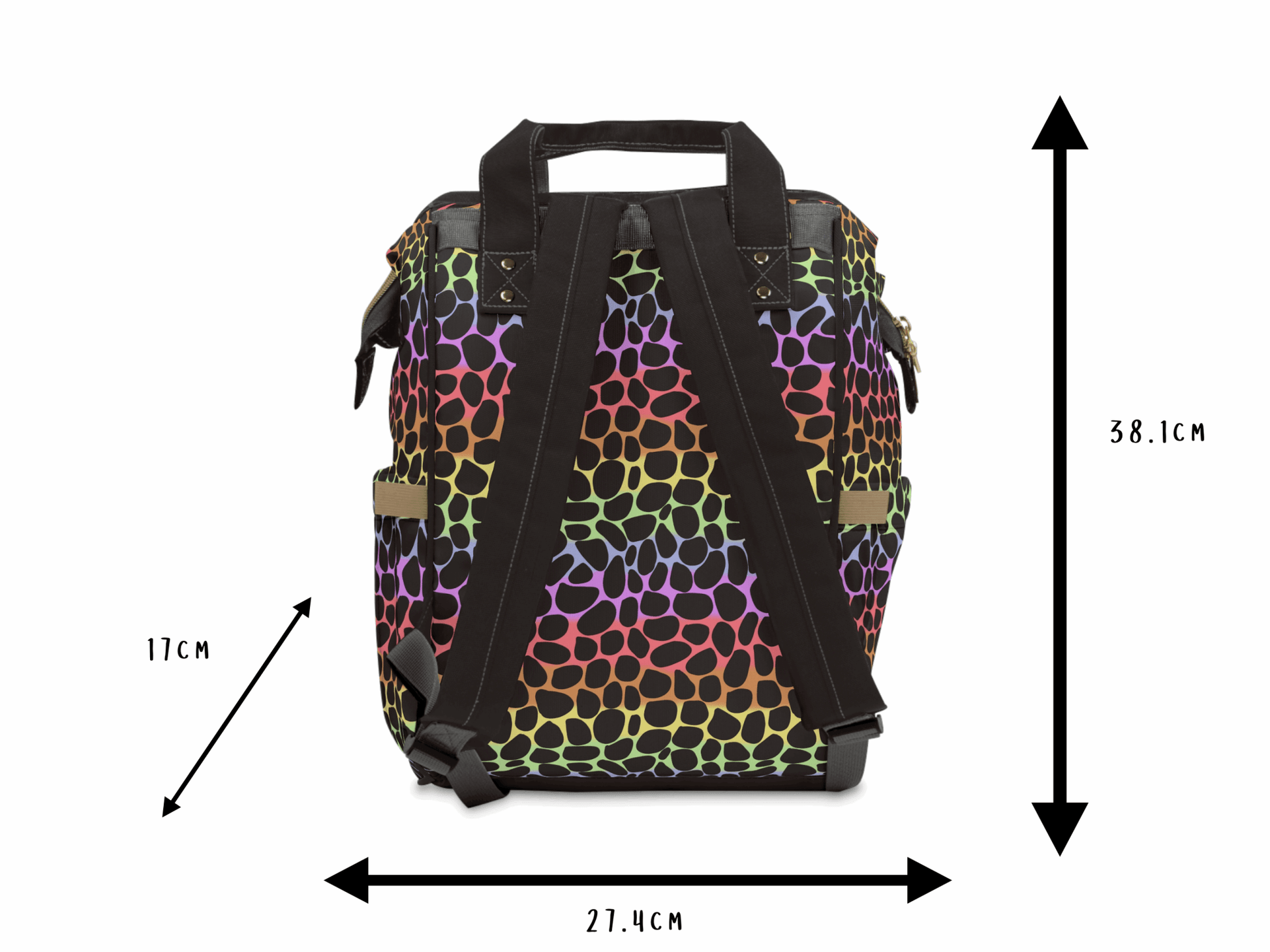 Leopard Print Multi-Function Baby Changing Backpack Bag - Rainbow Roar