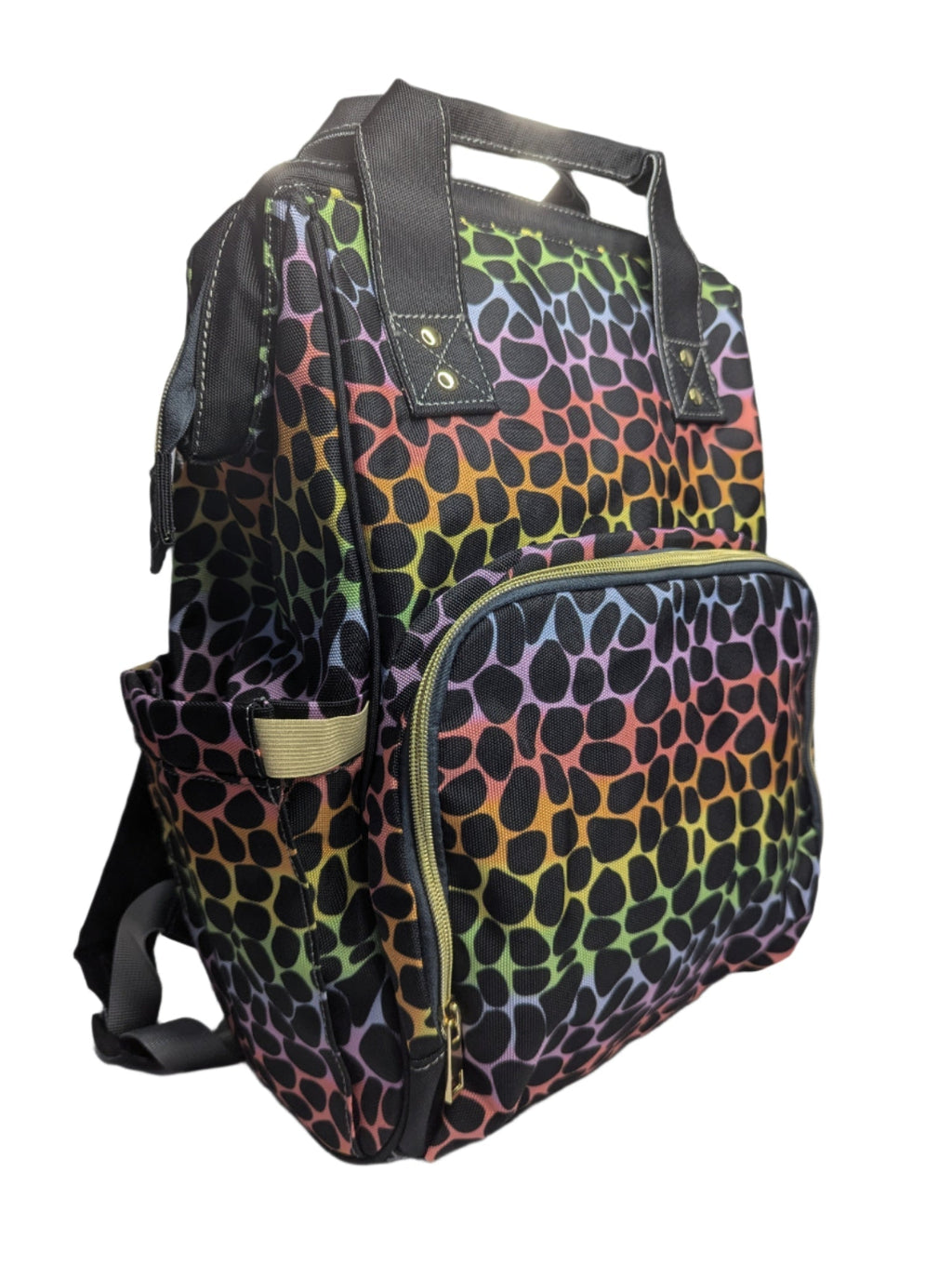 Leopard Print Multi-Function Baby Changing Backpack Bag - Rainbow Roar