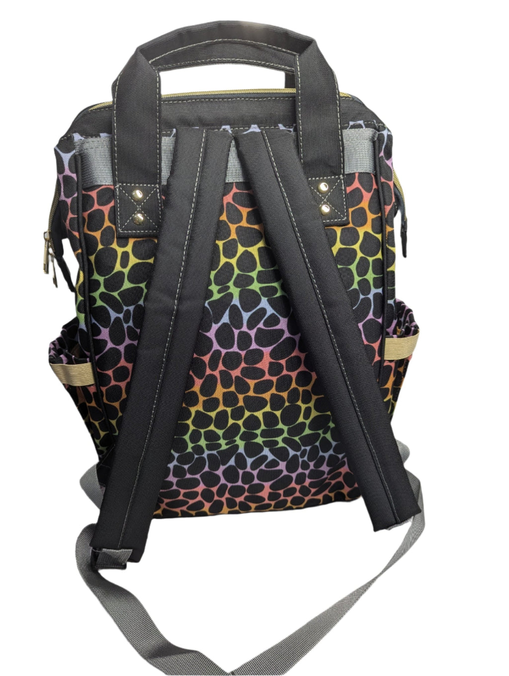 Leopard Print Multi-Function Baby Changing Backpack Bag - Rainbow Roar