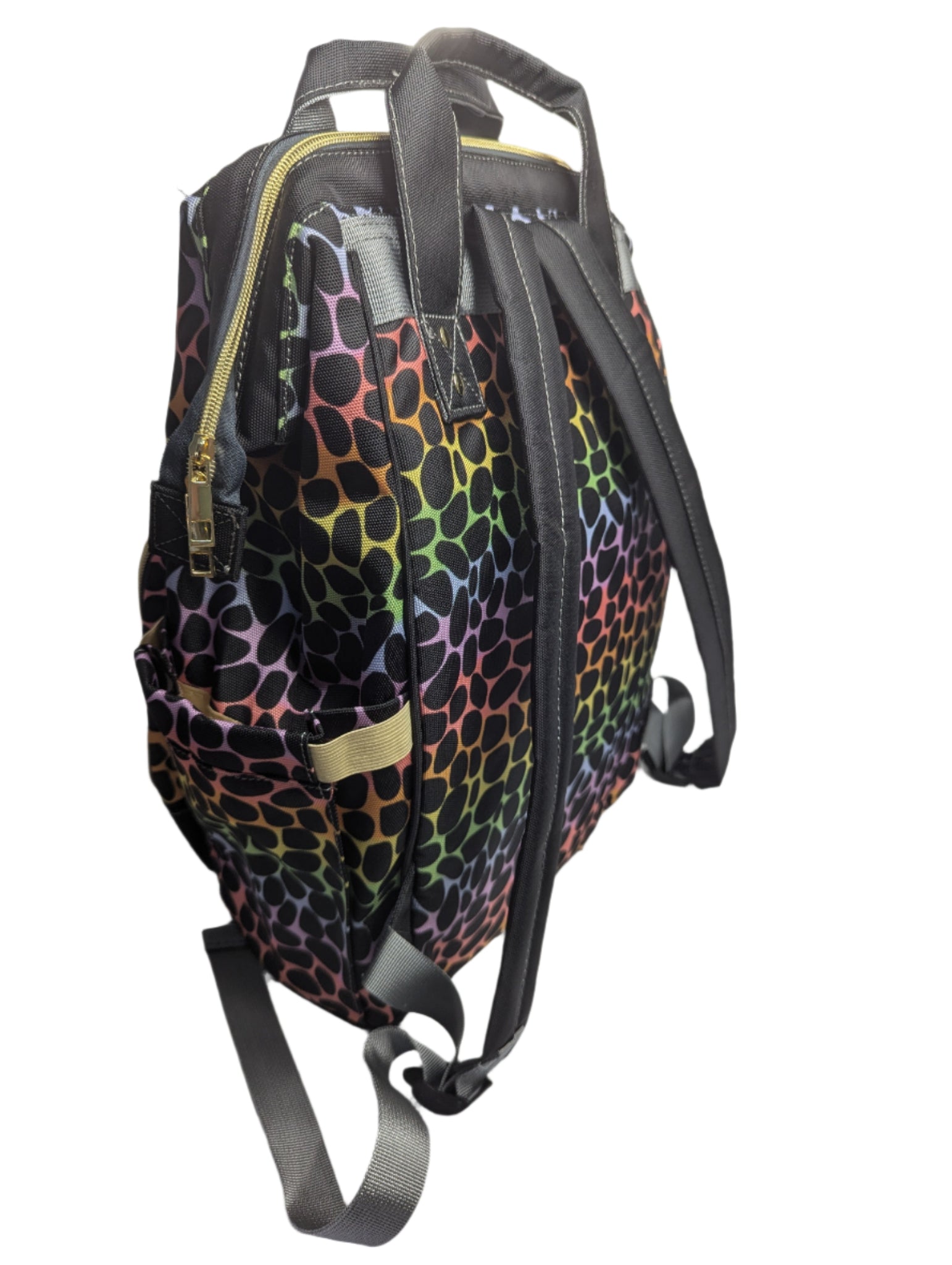 Leopard Print Multi-Function Baby Changing Backpack Bag - Rainbow Roar