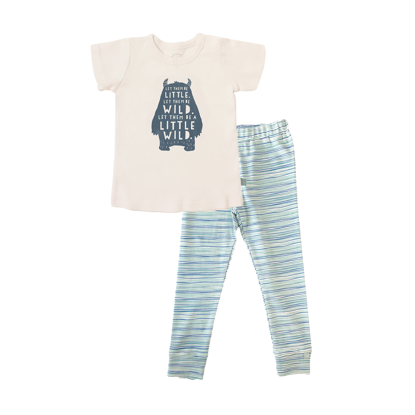Short Sleeve Pajama Set in Wild Child Pinstripes