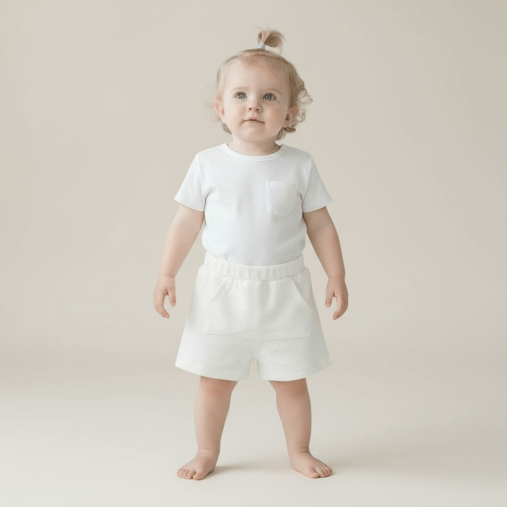 Lightweight Ribbed Cotton Pocket T-Shirt for Kids