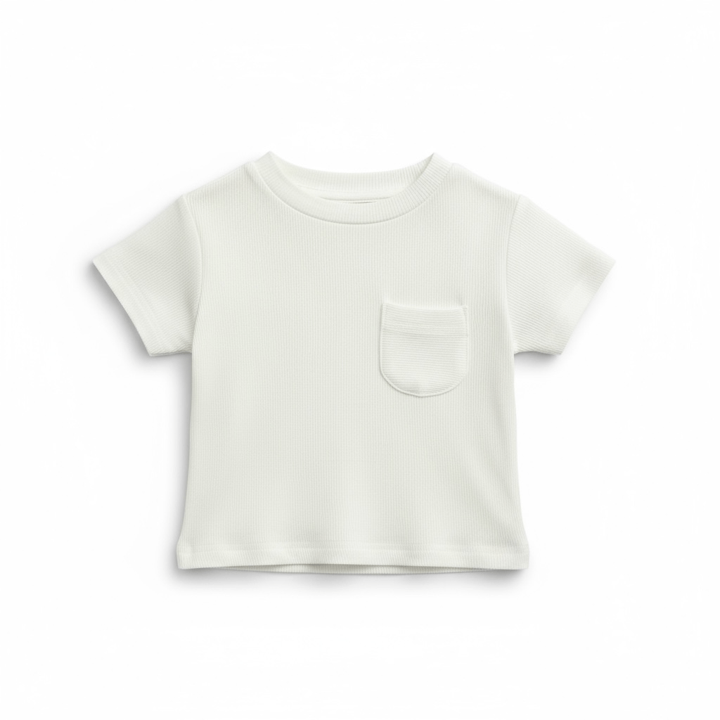 Lightweight Ribbed Cotton Pocket T-Shirt for Kids