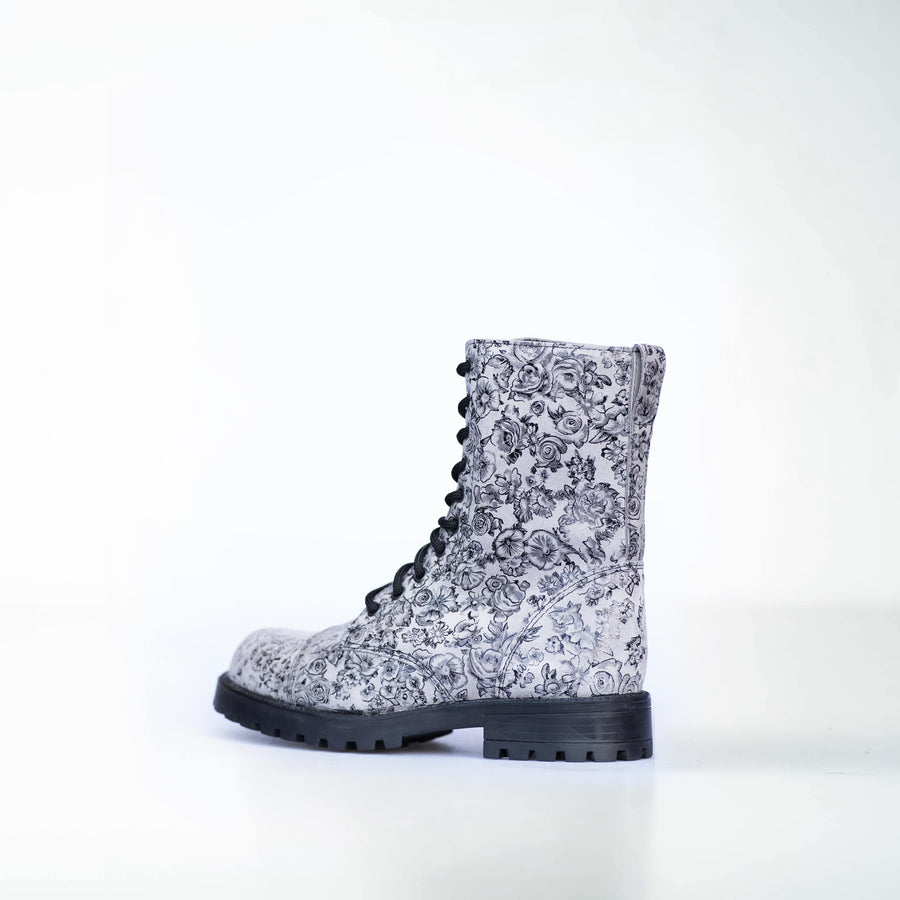 Stylish 511 Gray Flowers Boots – Unisex, Durable & Comfortable by Samelin at www.brixbailey.com