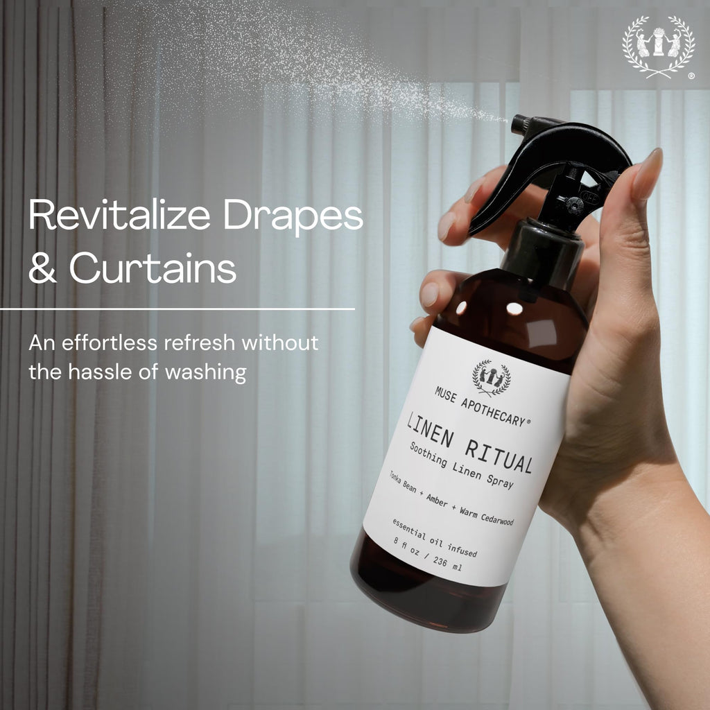 Linen Ritual Mist Tonka Bean Amber and Cedarwood 8 oz