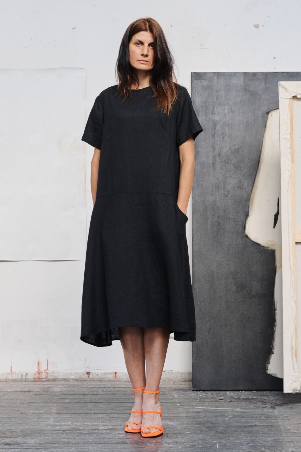 Linen Speedwell Dress - Black