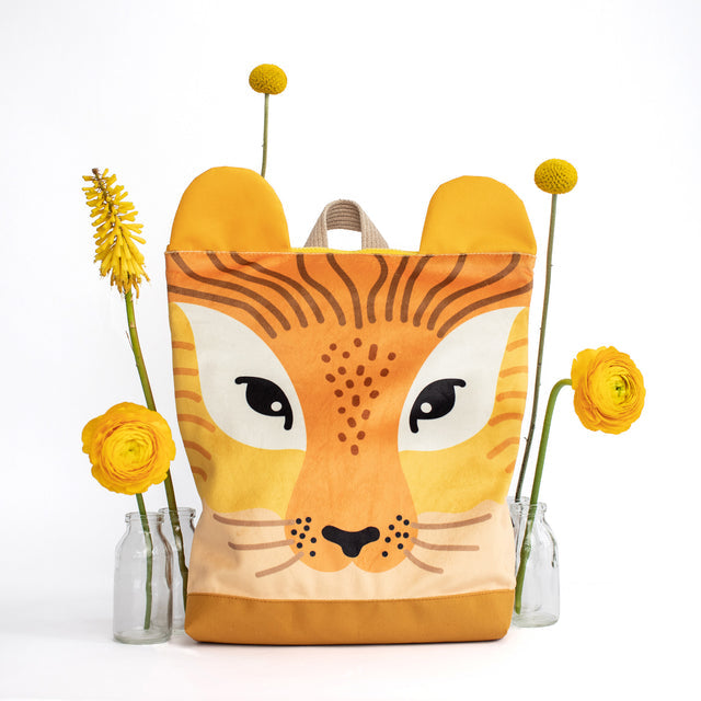 Lion Linen Backpack for Kids – Creative & Durable Design by Muni at brixbailey.com