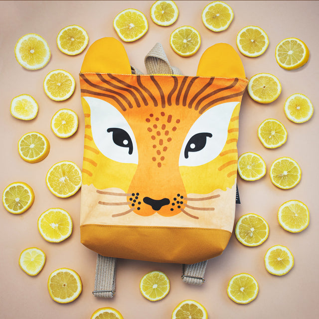 Lion Linen Backpack for Kids – Fun & Durable Design by Muni at brixbailey.com