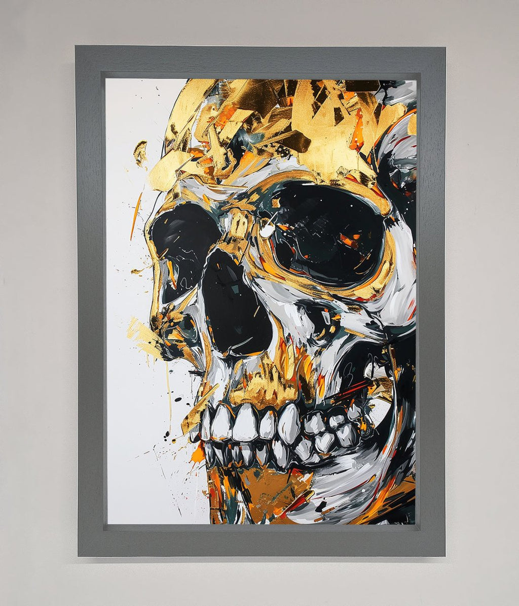 Liquid Gold Skull Framed Print