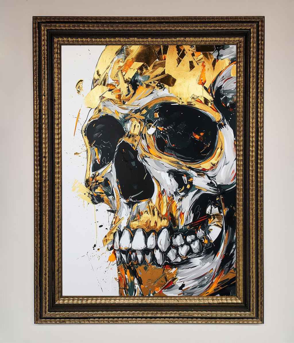 Liquid Gold Skull Framed Print