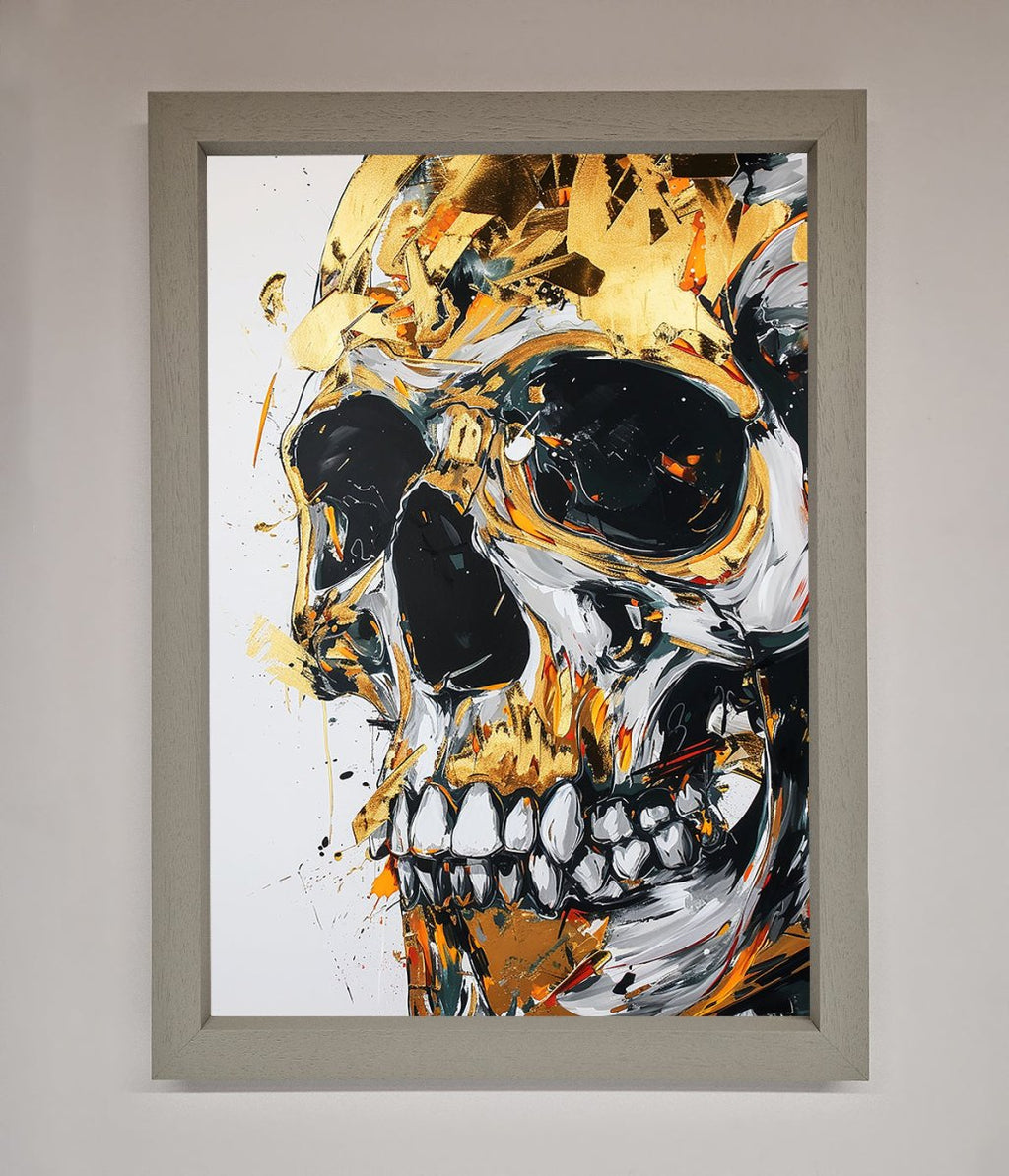 Liquid Gold Skull Framed Print