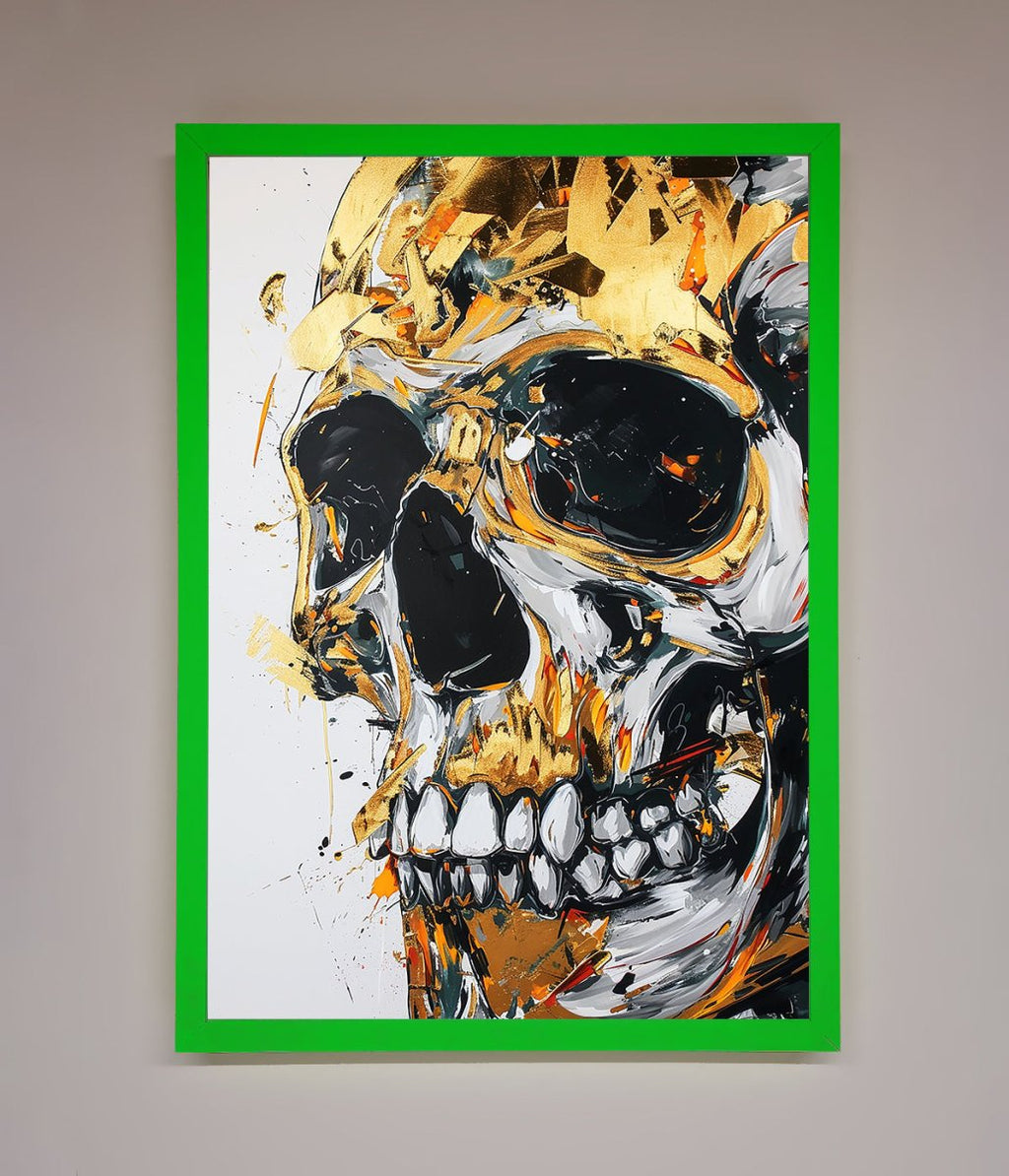 Liquid Gold Skull Framed Print