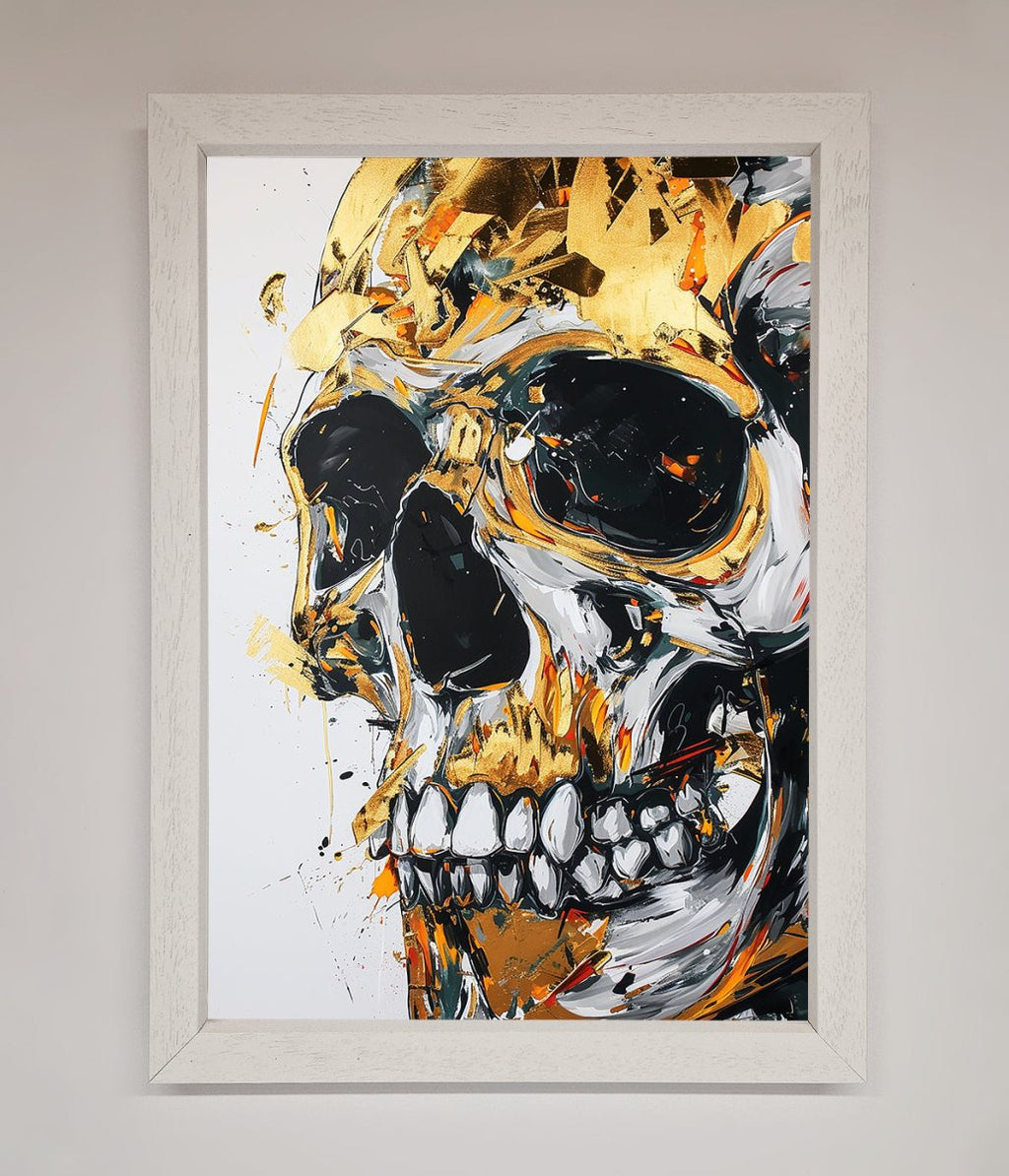 Liquid Gold Skull Framed Print