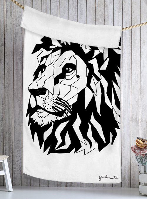 Towel Black Lion - White