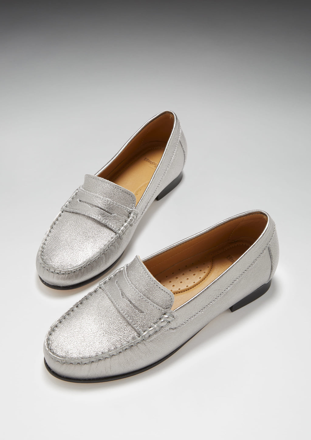 Women's Penny Loafers in Titanium Metallic Leather