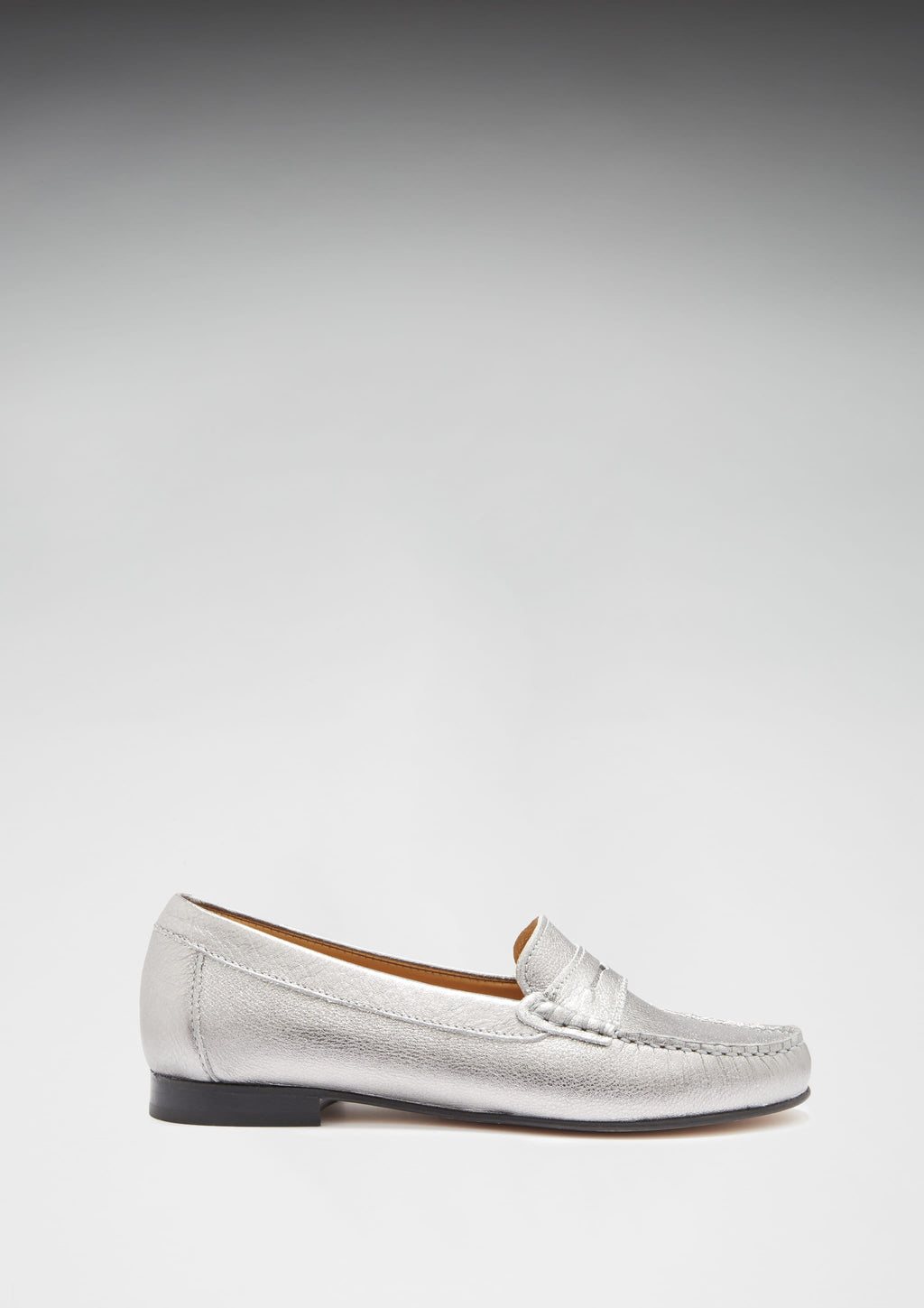 Women's Penny Loafers in Titanium Metallic Leather