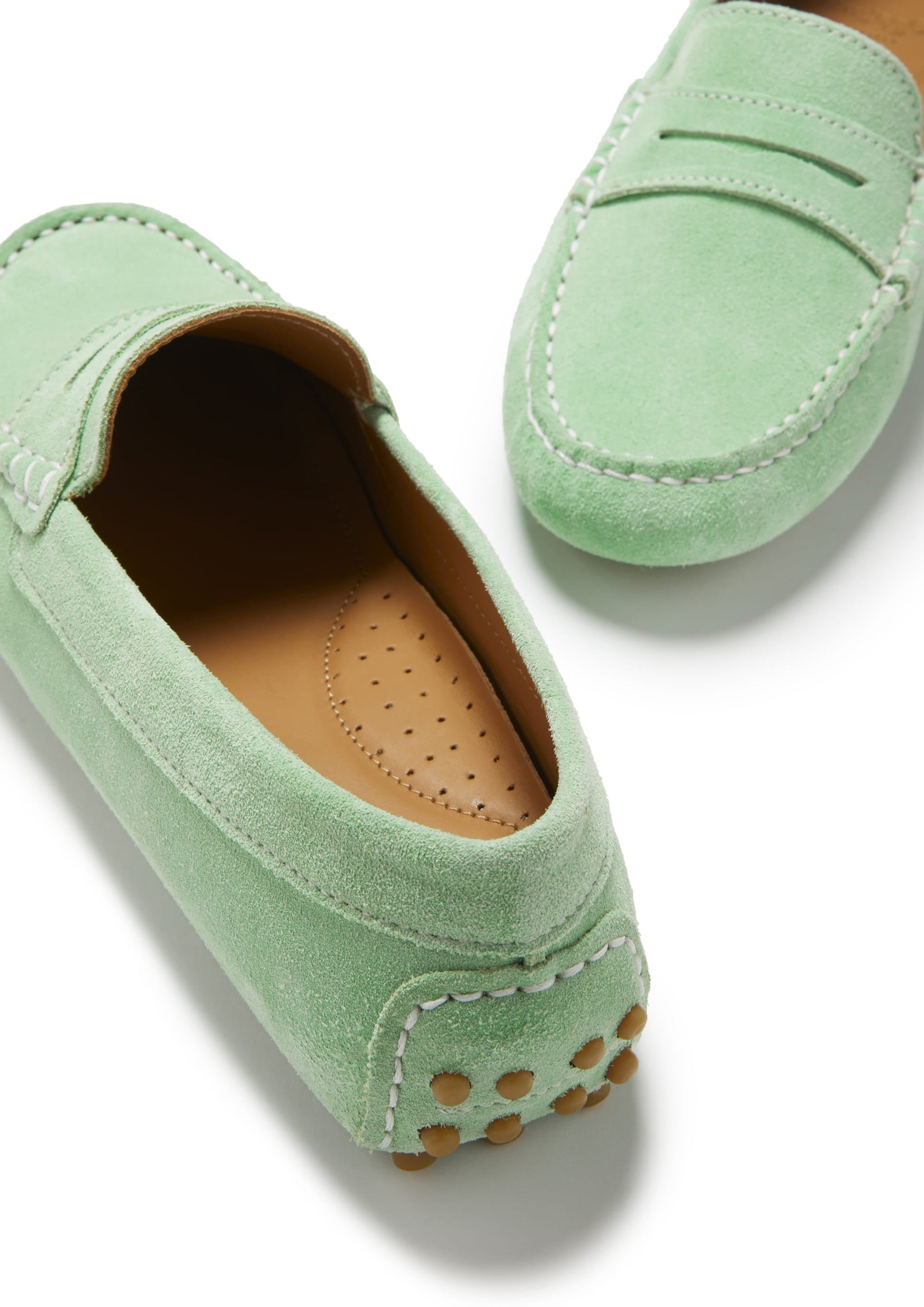 Women's Penny Driving Loafers in Lagoon Green Suede