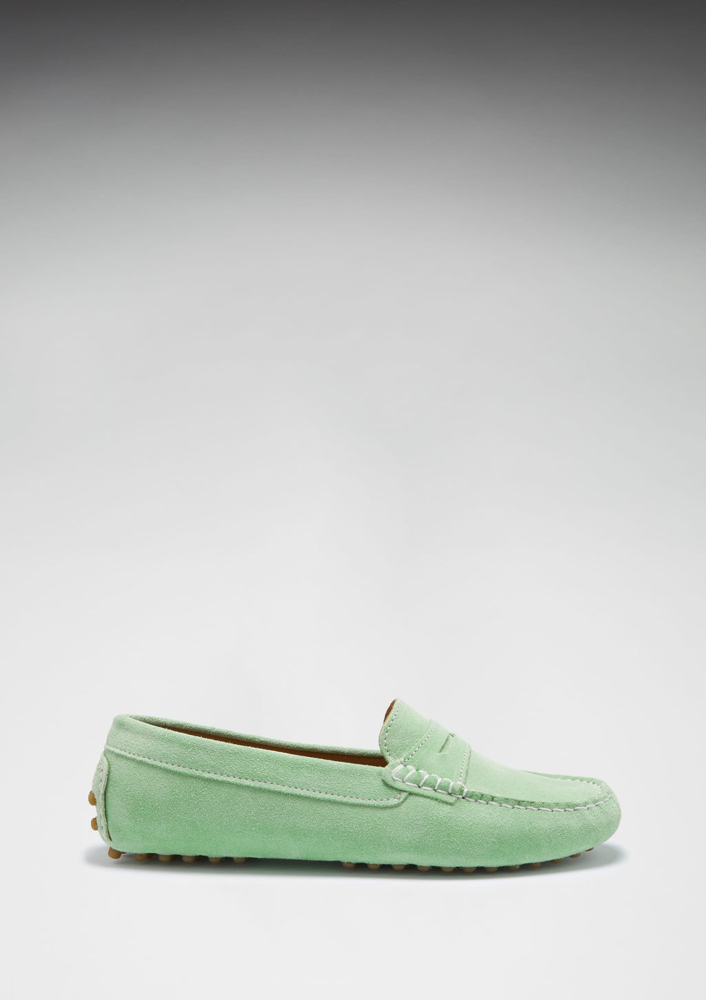 Women's Penny Driving Loafers in Lagoon Green Suede