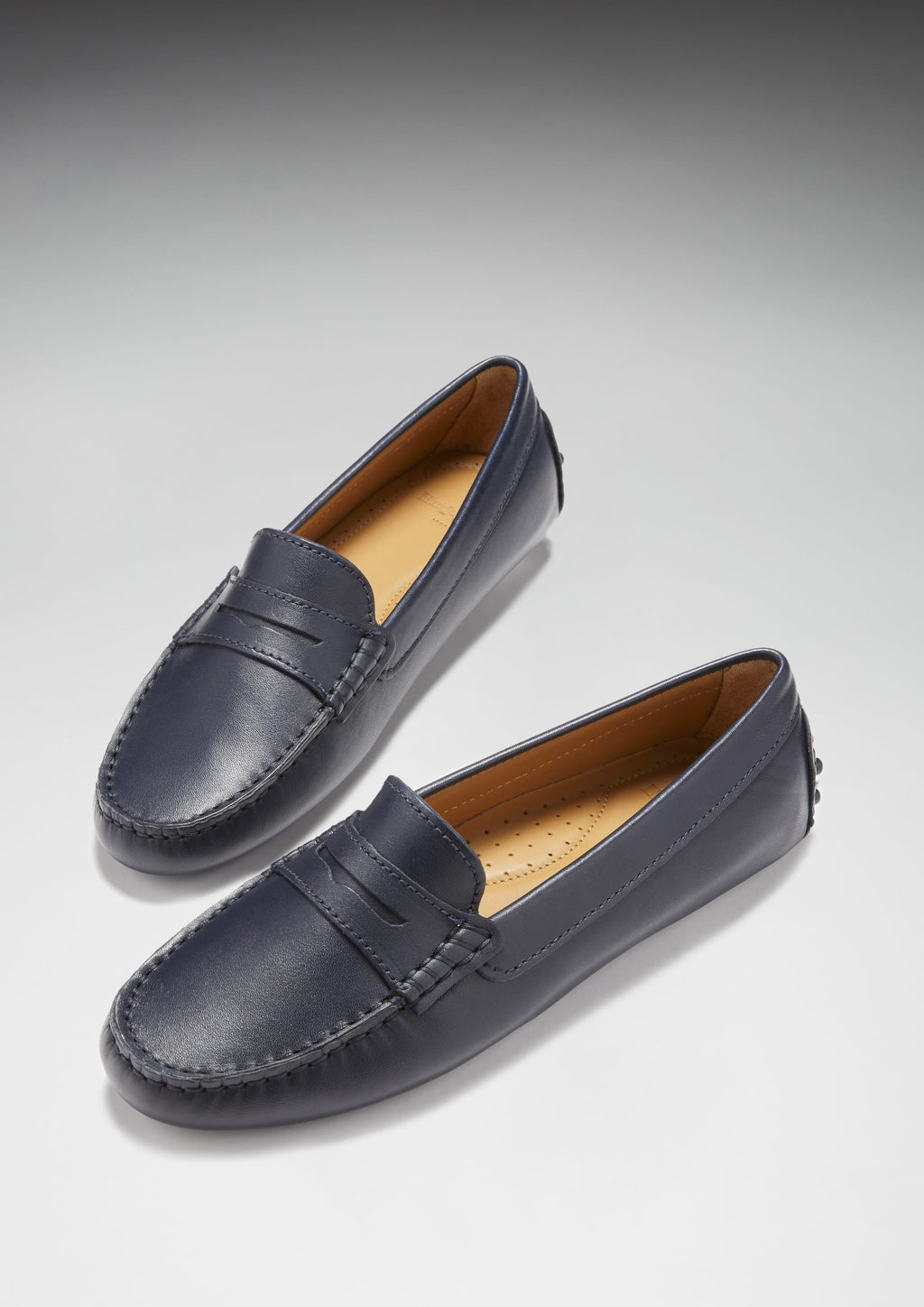 Women's Navy Penny Driving Loafers
