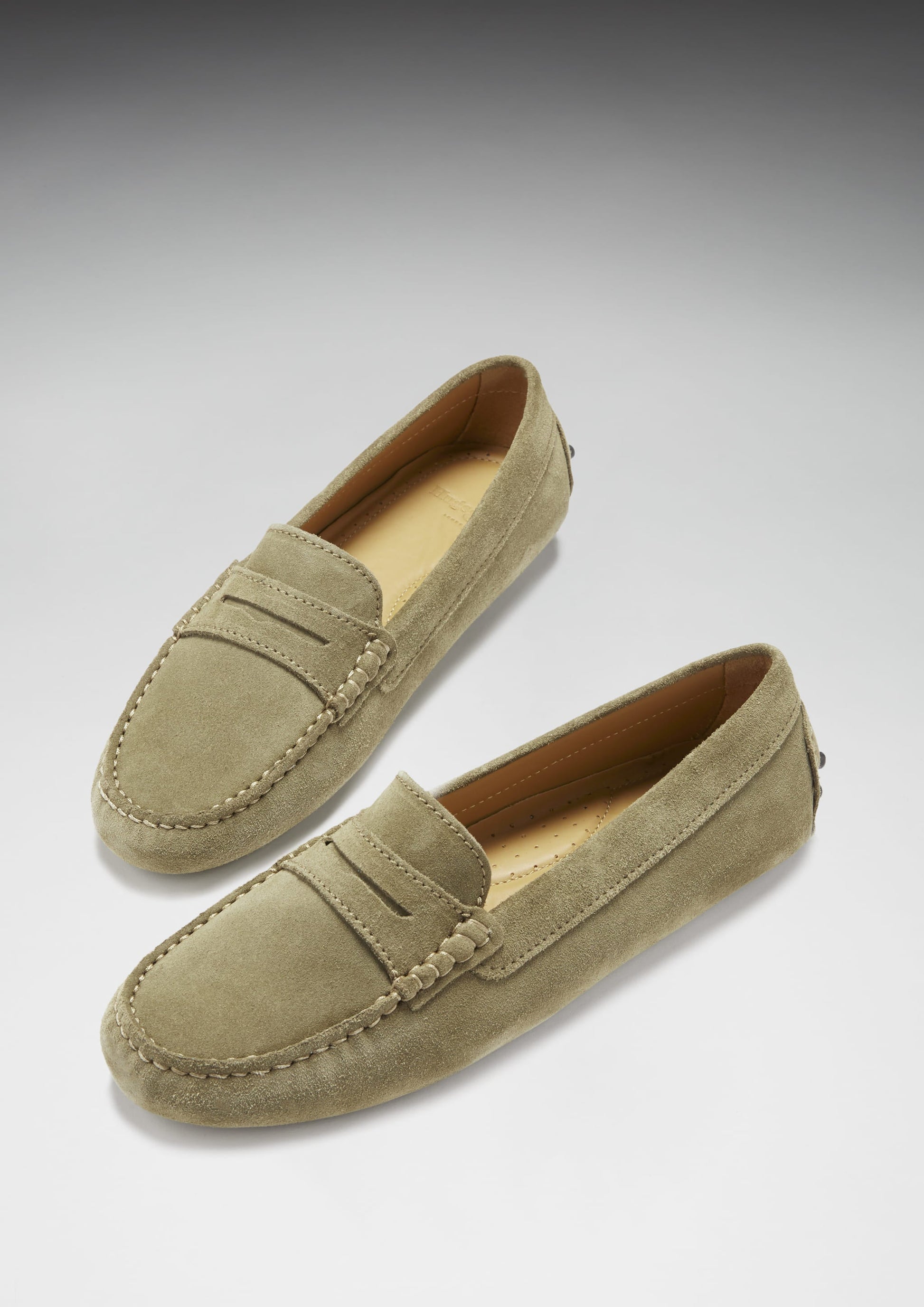 Women's Penny Driving Loafers in Truffle Suede