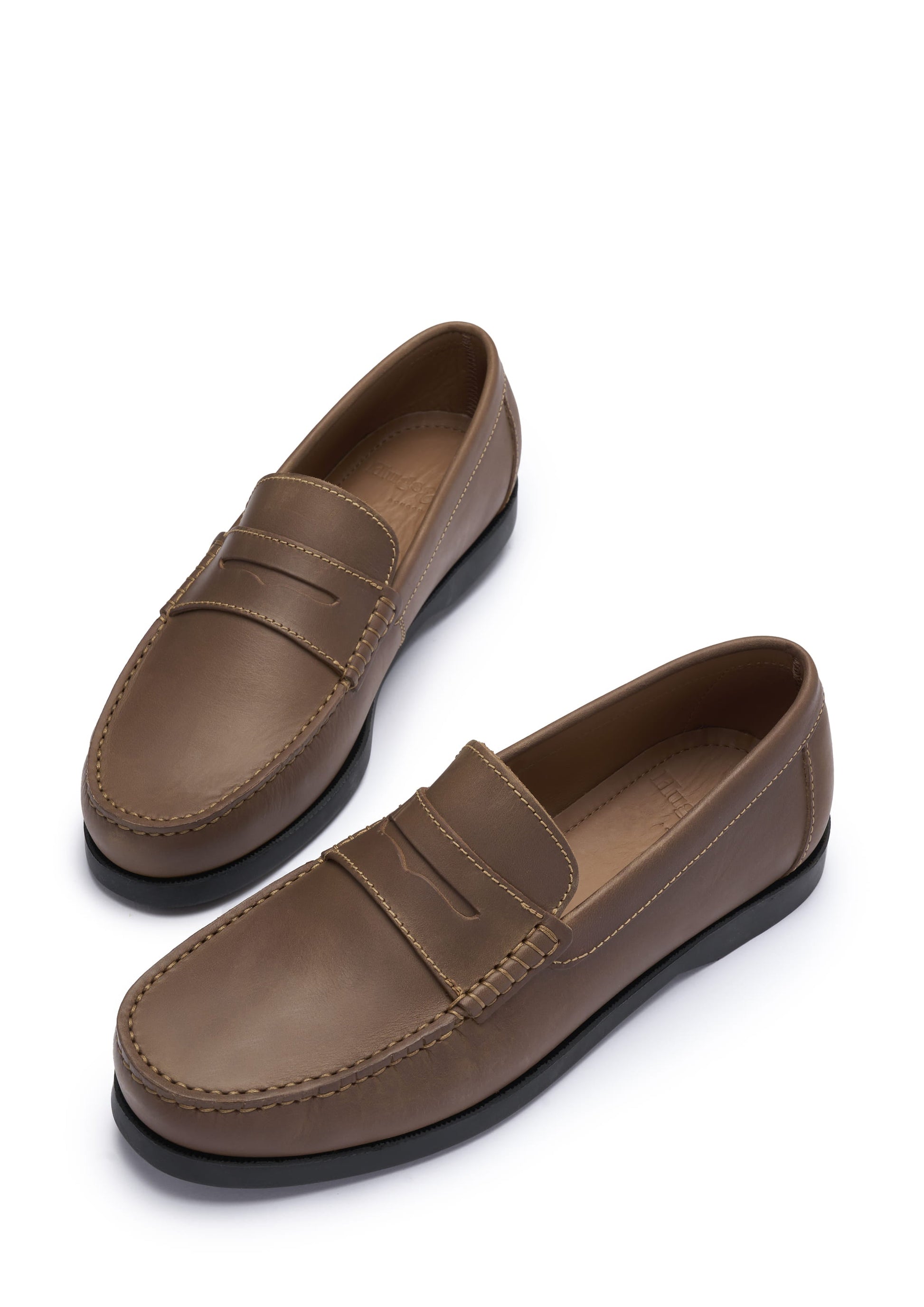 Light Brown Leather Boat Loafers