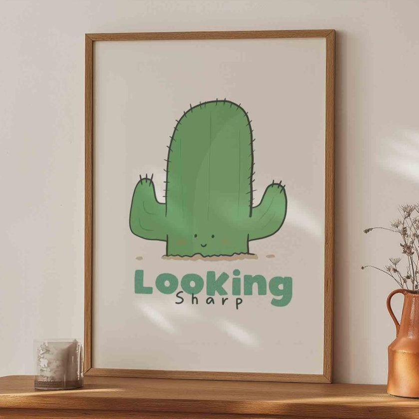 Looking Sharp A Cute Cactus Art Print