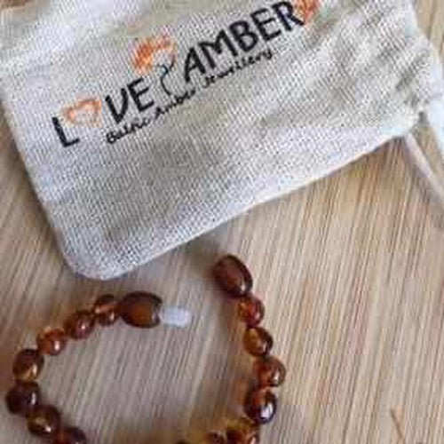 Brandy Snap Cognac Baltic Amber Anklet Bracelet for Children
