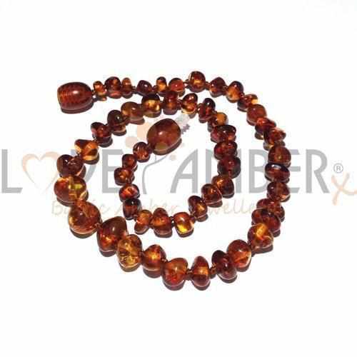 Child Cognac Amber Necklace, Handmade Baltic Beads