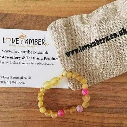 Raw Honey Pink Dragon Agate Baltic Amber Anklet Bracelet