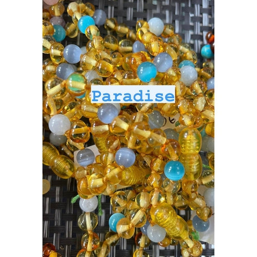 Blue Cats Eyes Aquamarine Genuine Baltic Amber Anklet Bracelet for Children
