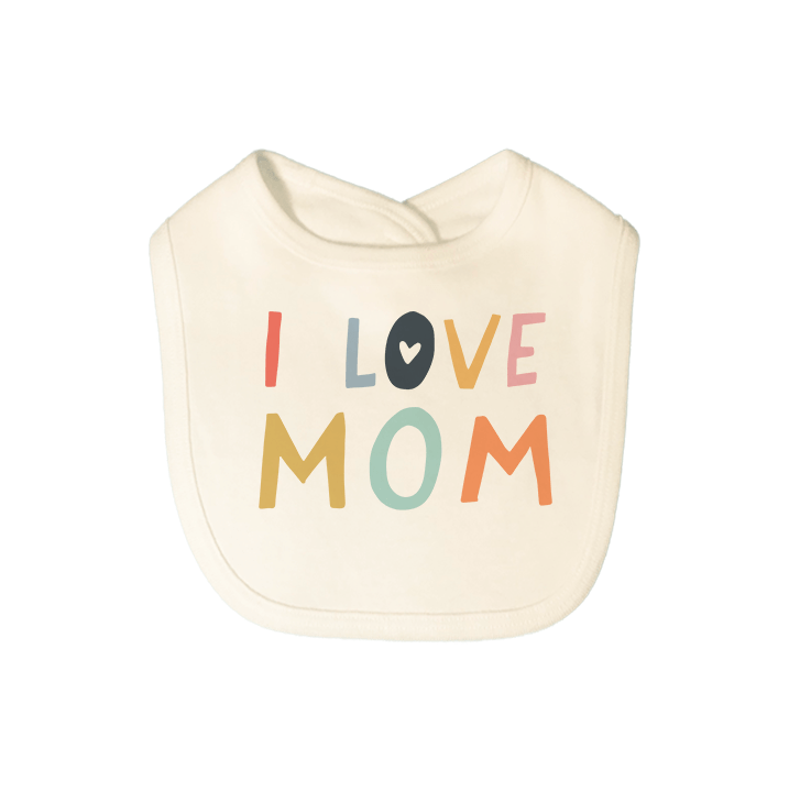Graphic Love Mom Organic Cotton Bib
