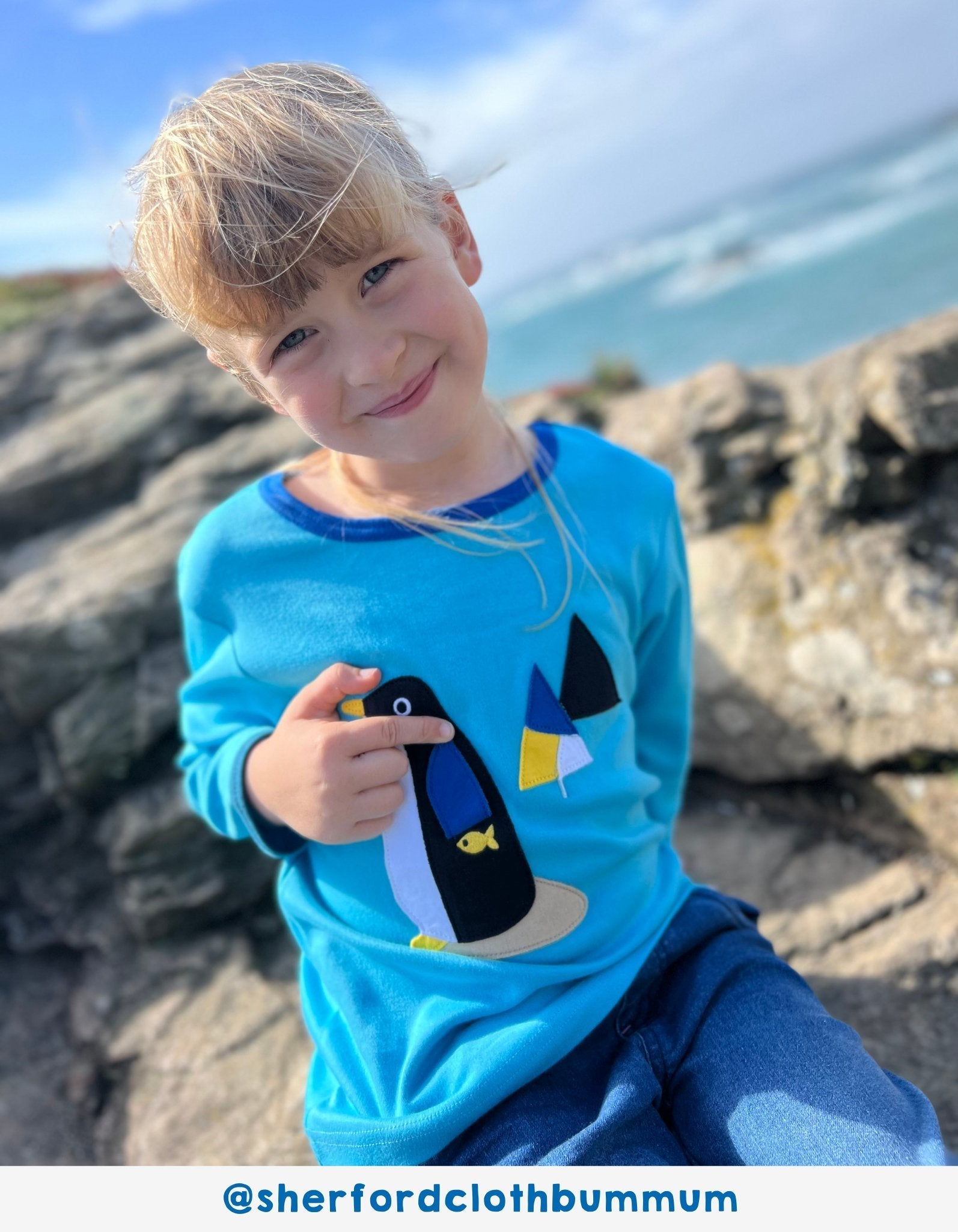 Organic Penguin Applique Long Sleeved T Shirt