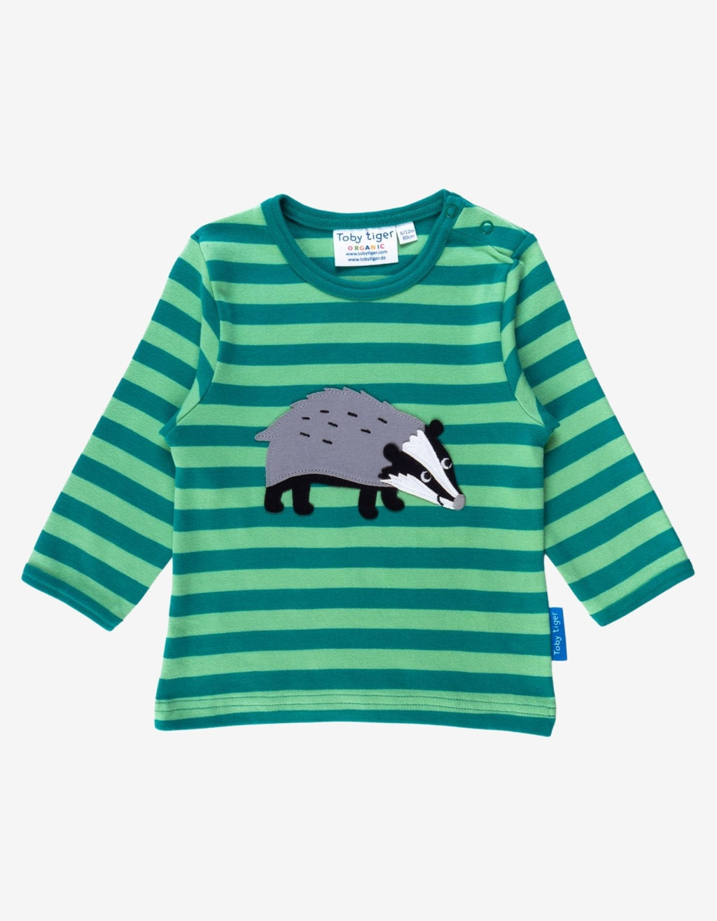 Organic Badger Applique Long Sleeved T Shirt for Kids