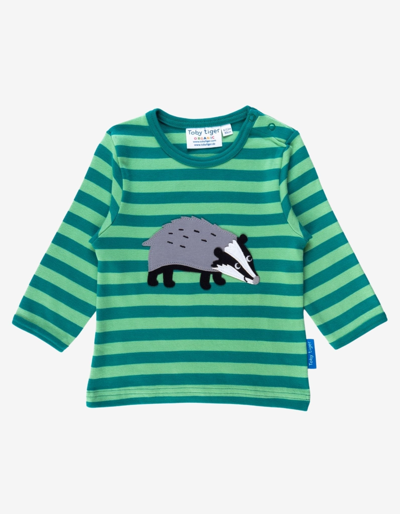 Organic Badger Applique Long Sleeved T Shirt for Kids