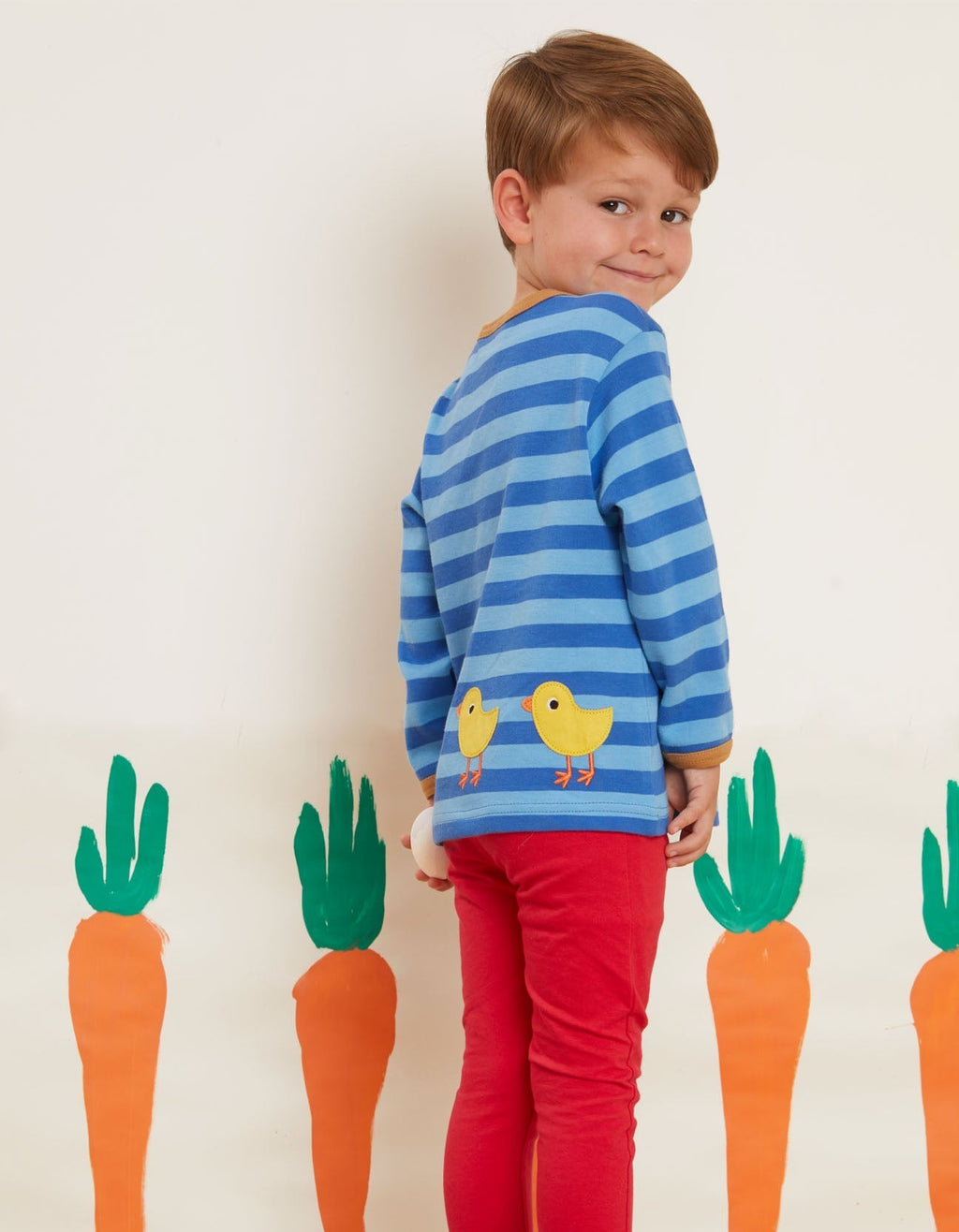 Organic Clucky Chicken Applique Long Sleeved T Shirt