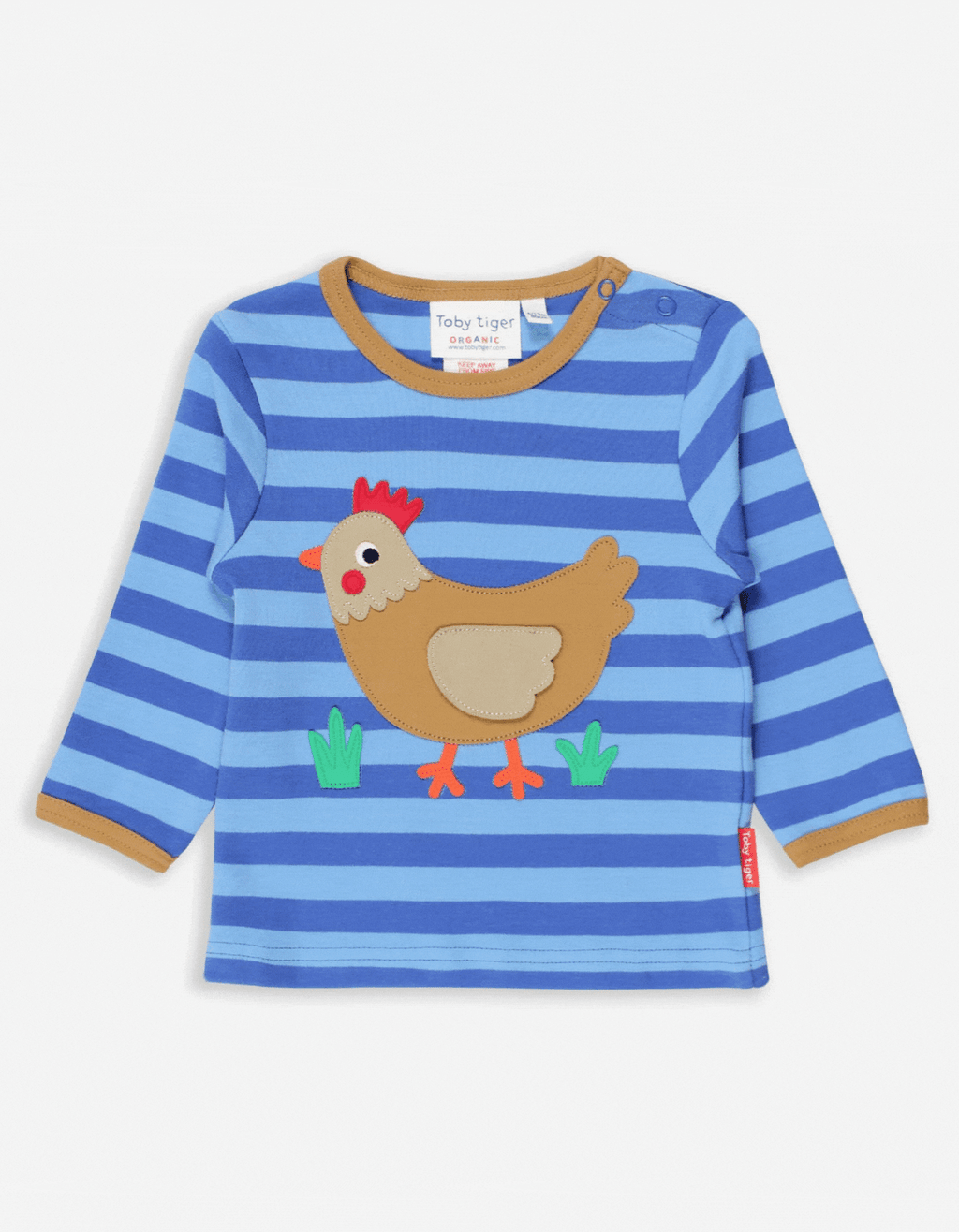 Organic Clucky Chicken Applique Long Sleeved T Shirt