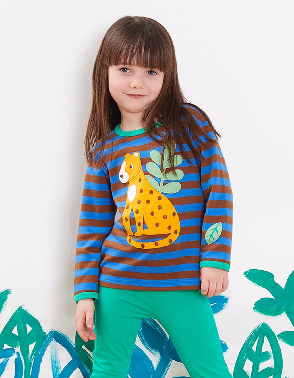 Organic Leopard Applique Long Sleeved T Shirt