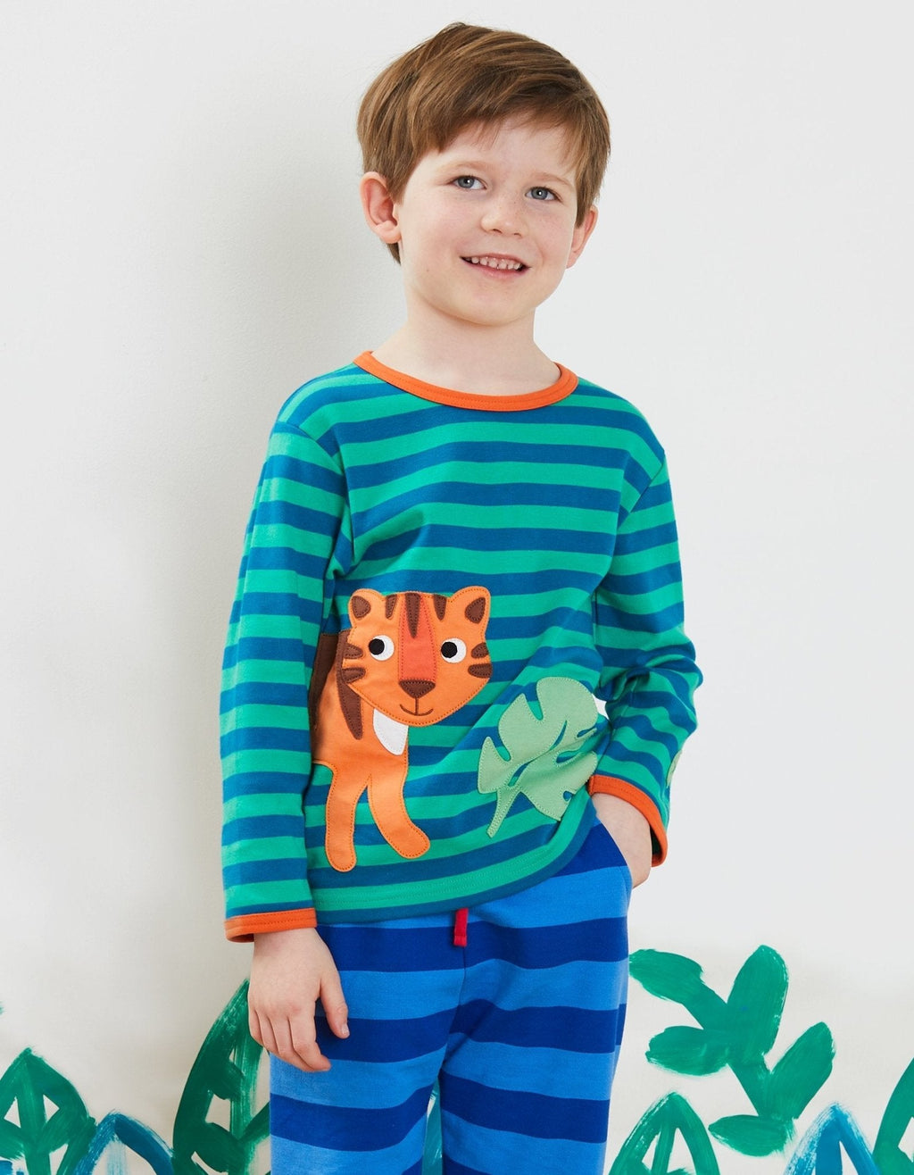 Organic Born Free Tiger Applique Long Sleeved T Shirt