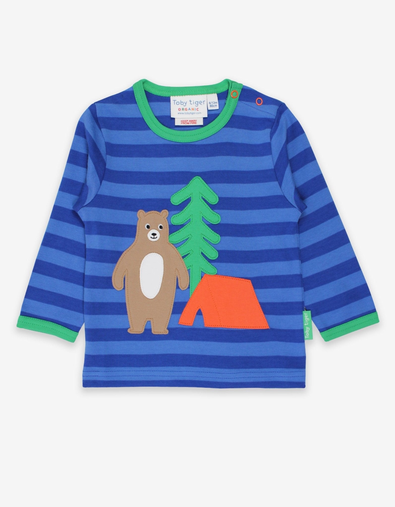 Organic Camping Bear Applique Long Sleeved T Shirt