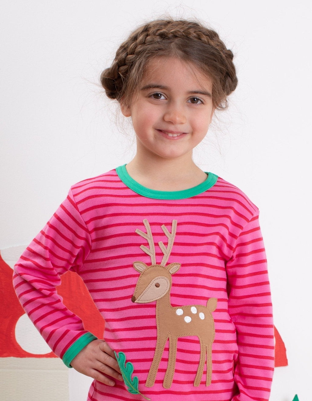 Organic Fawn Applique Long Sleeved T Shirt