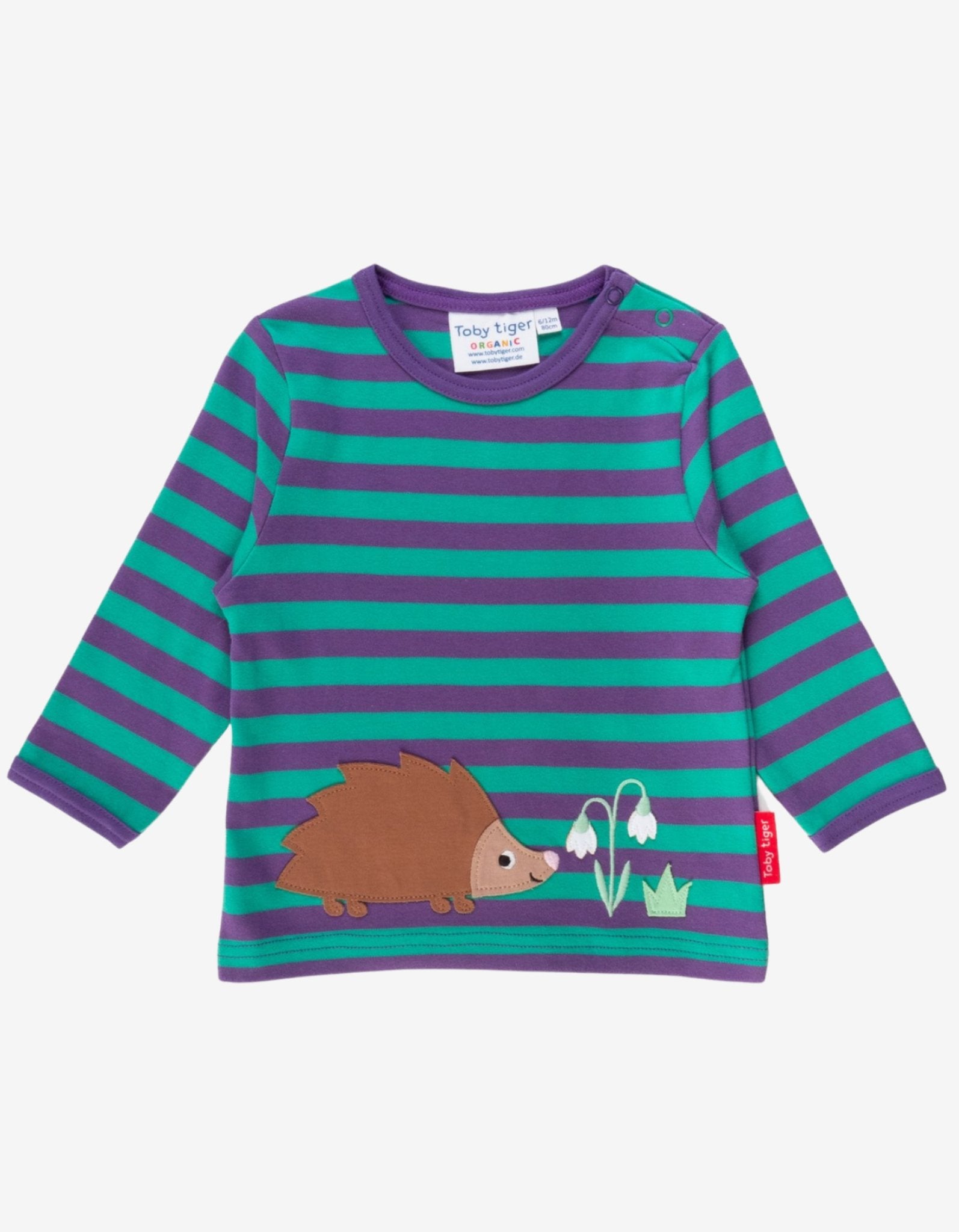 Organic Hedgehog Applique Long Sleeved T Shirt for Kids