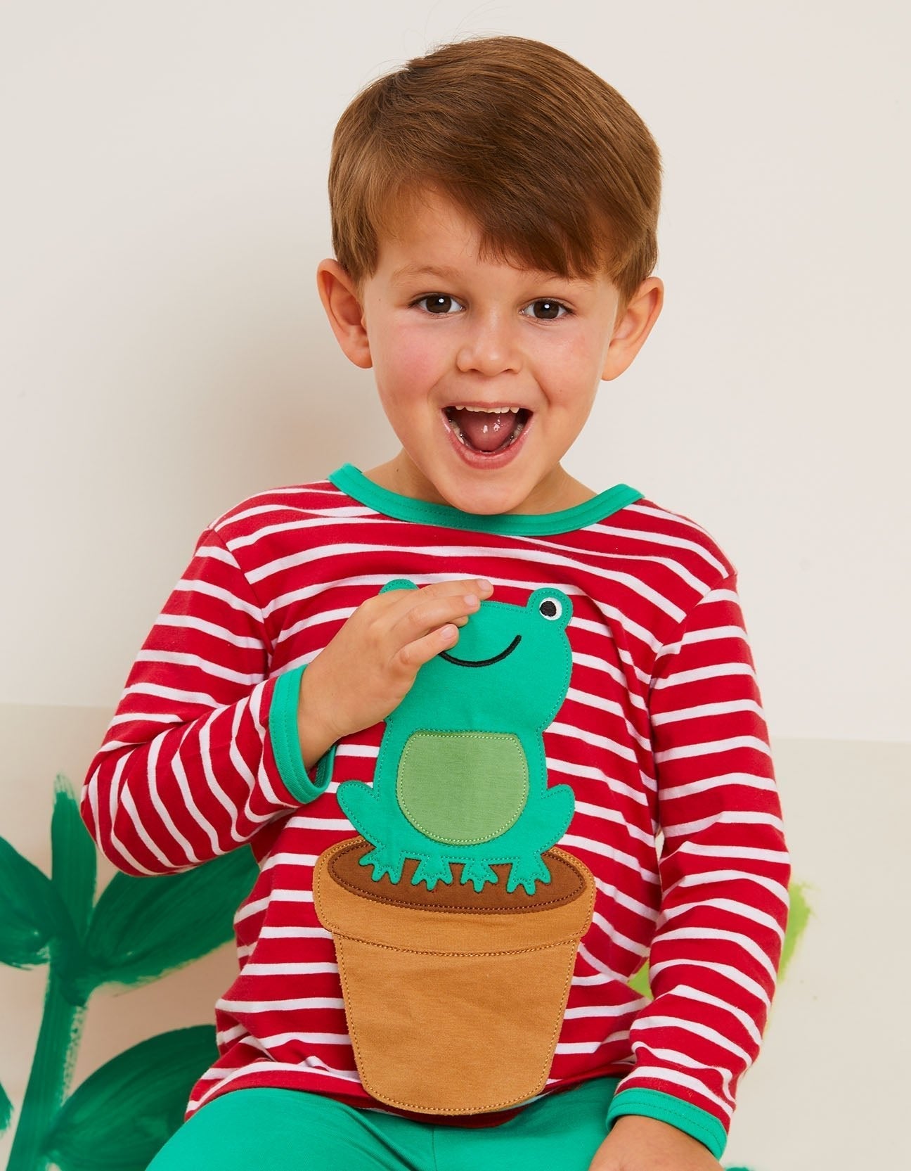 Organic Frog Applique Long Sleeved T Shirt