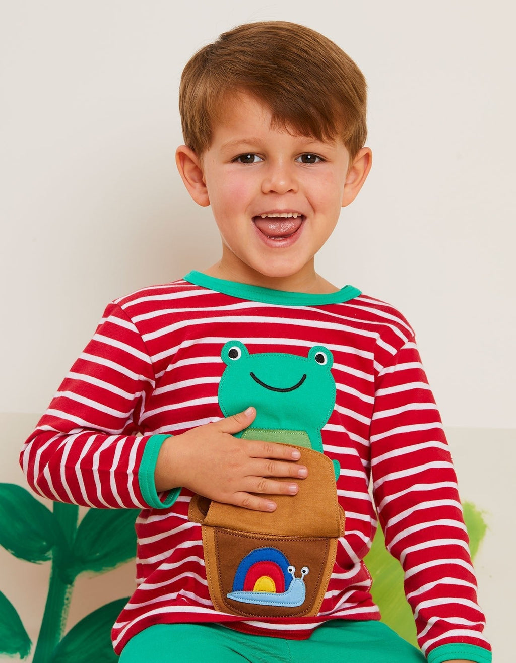 Organic Frog Applique Long Sleeved T Shirt