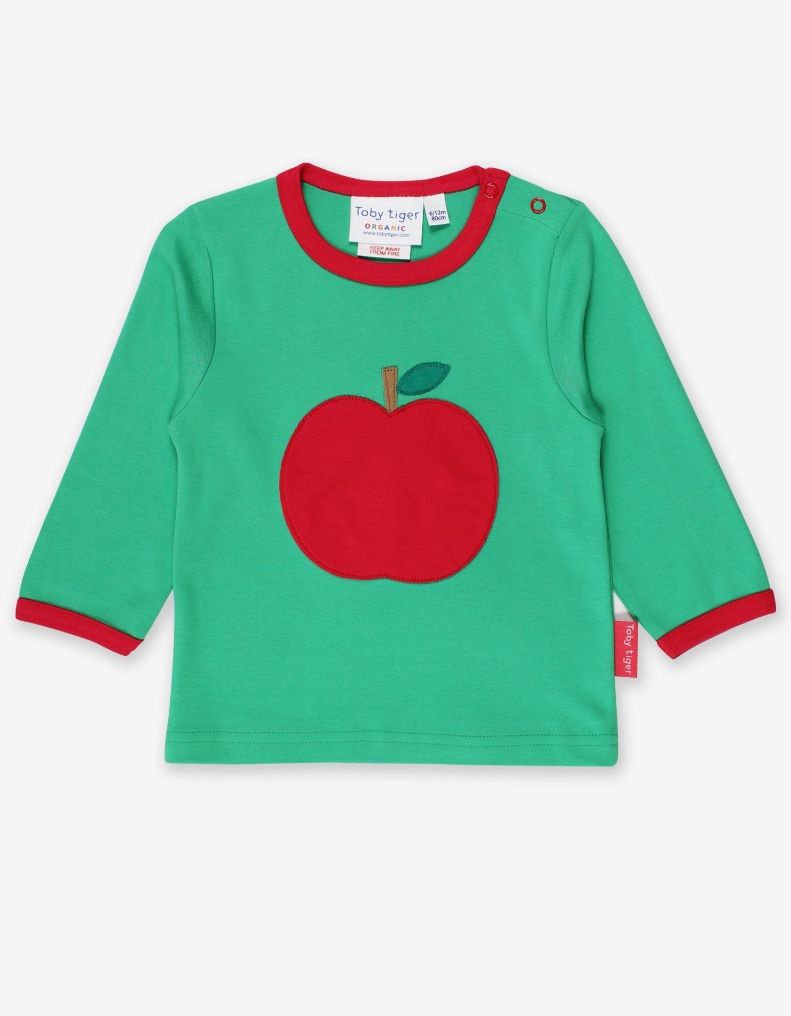 Organic Green Apple Applique Long Sleeved T Shirt