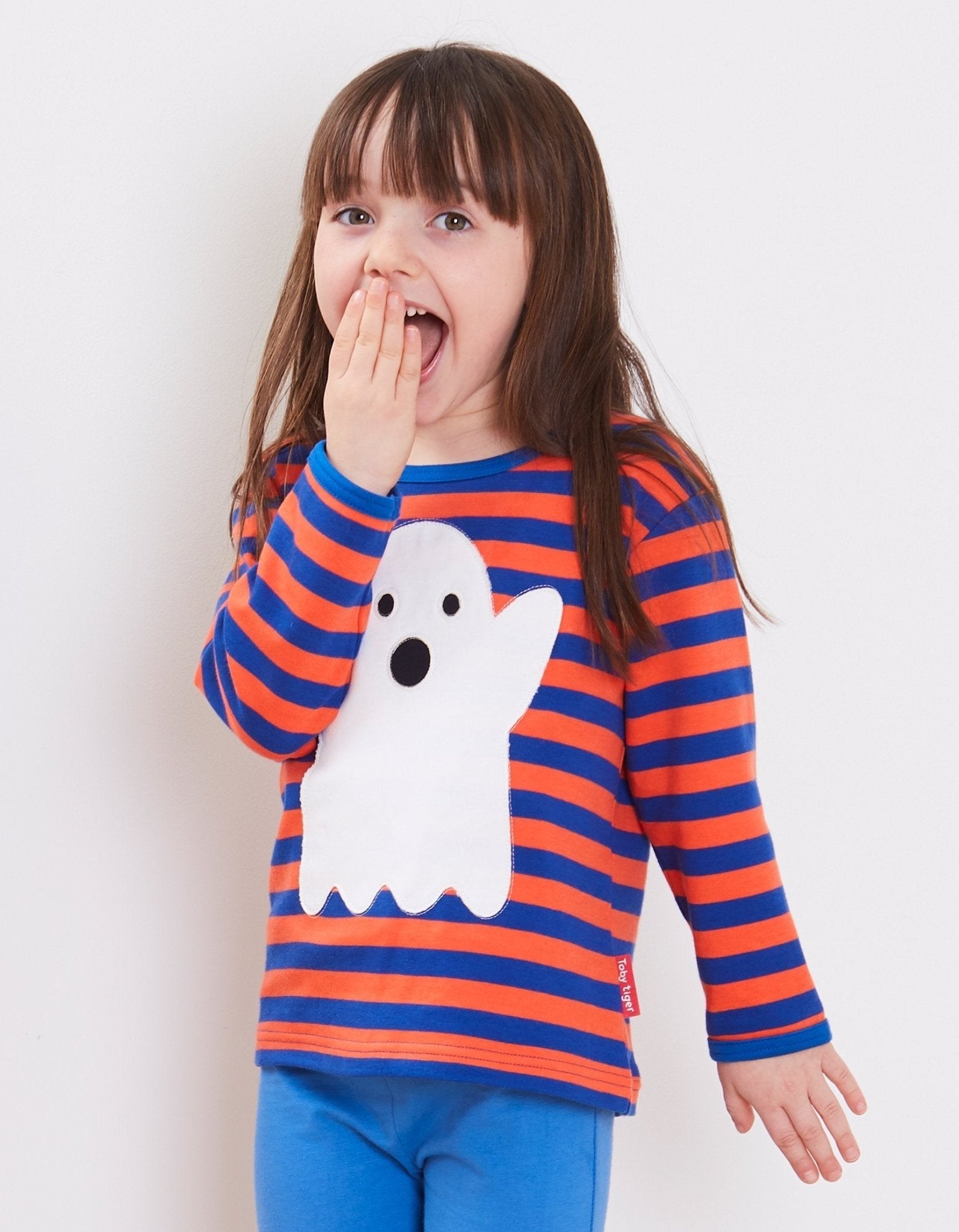 Organic Halloween Ghost Applique Long Sleeved T Shirt