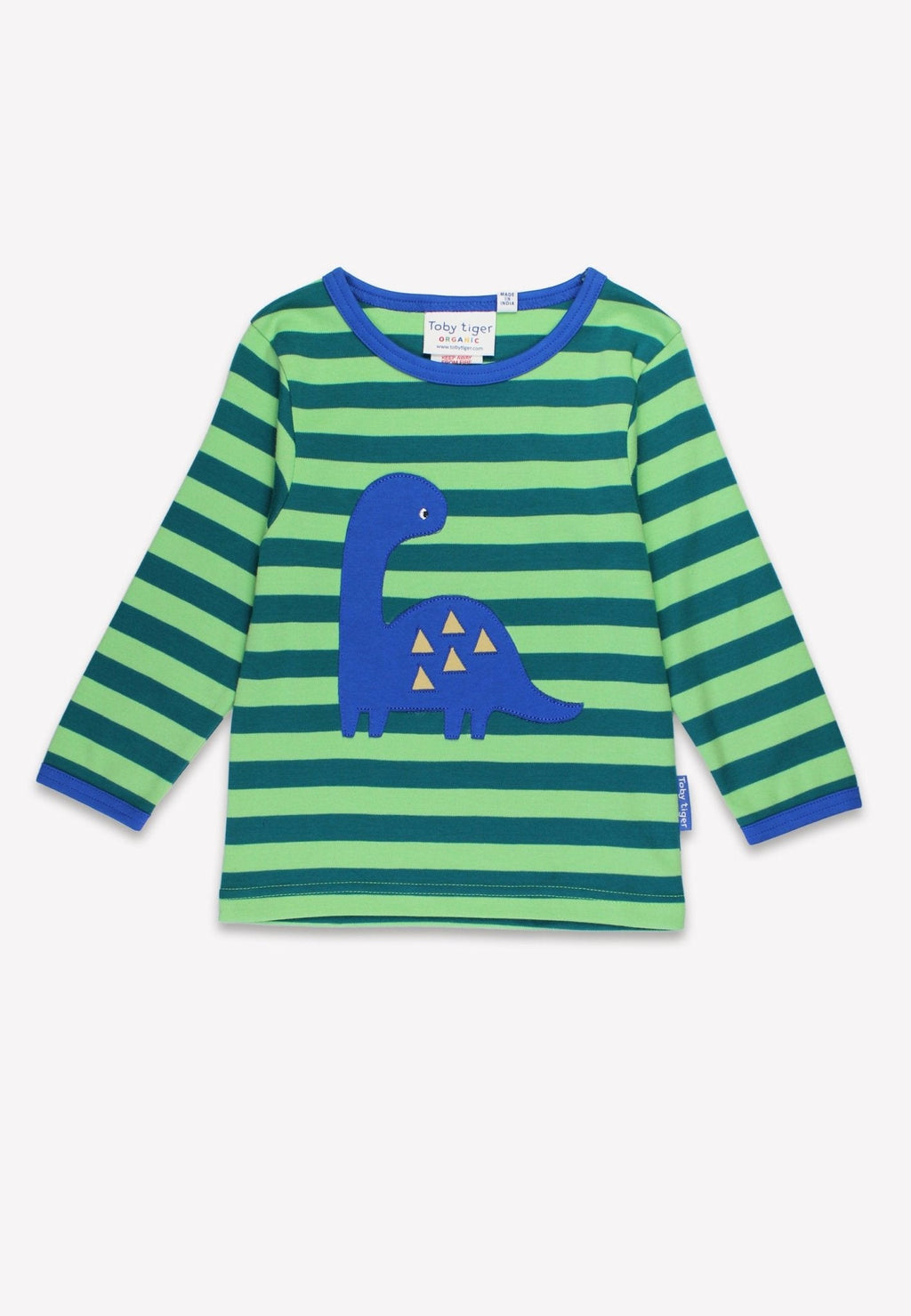 Organic Green Tonal Dinosaur Applique Long Sleeved T Shirt