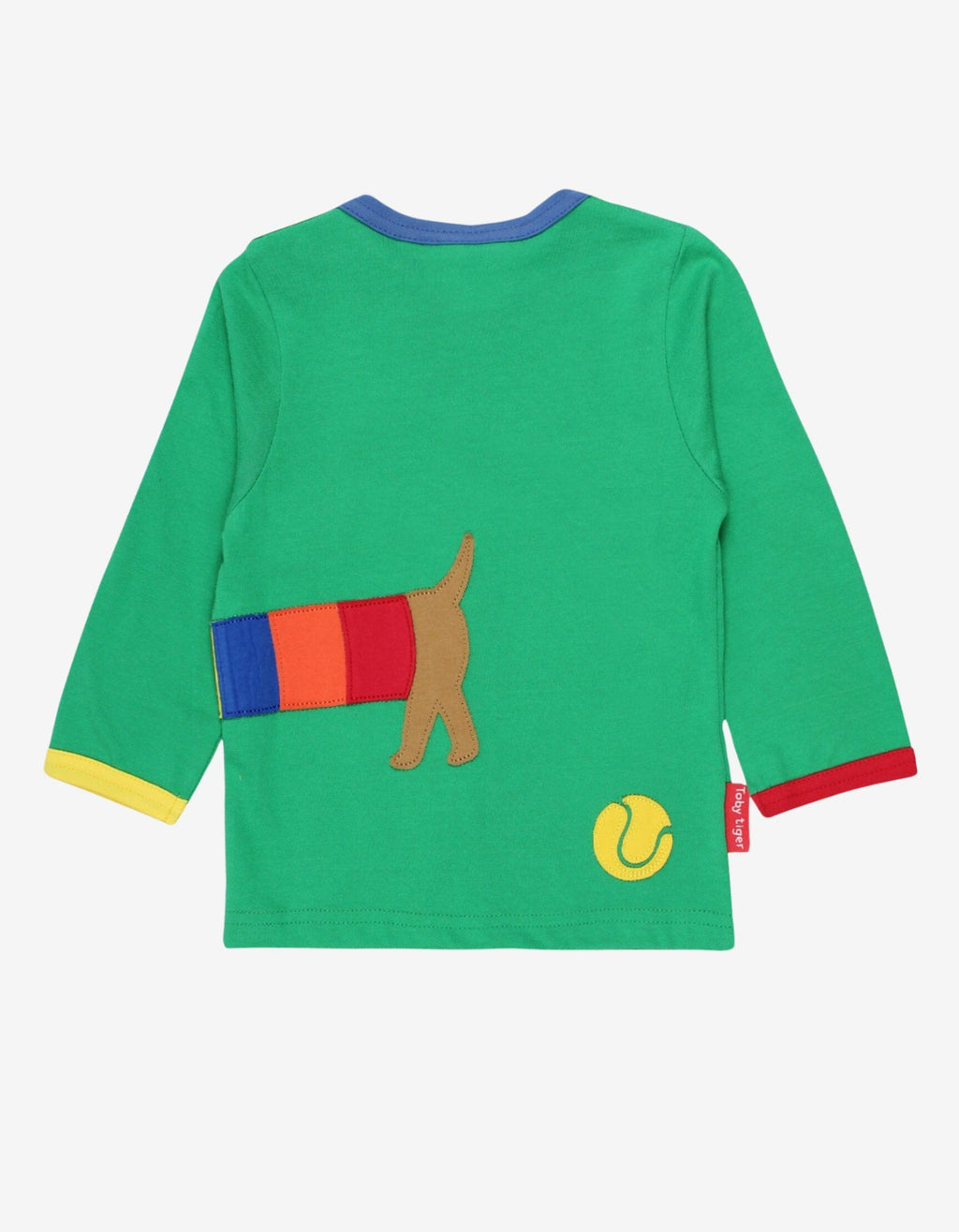 Organic Sausage Dog Applique Long Sleeved T Shirt in Green
