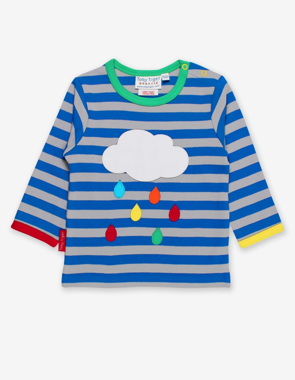 Organic Rainbow Raindrop Cloud Applique Long Sleeved T Shirt