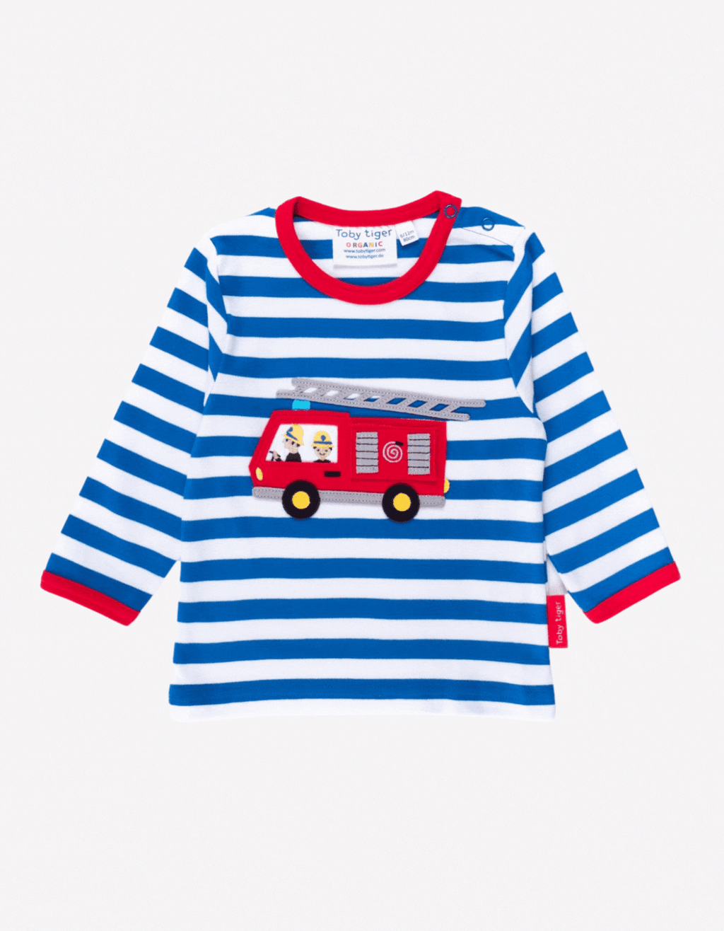Organic Fire Engine Applique Long Sleeved T Shirt for Kids