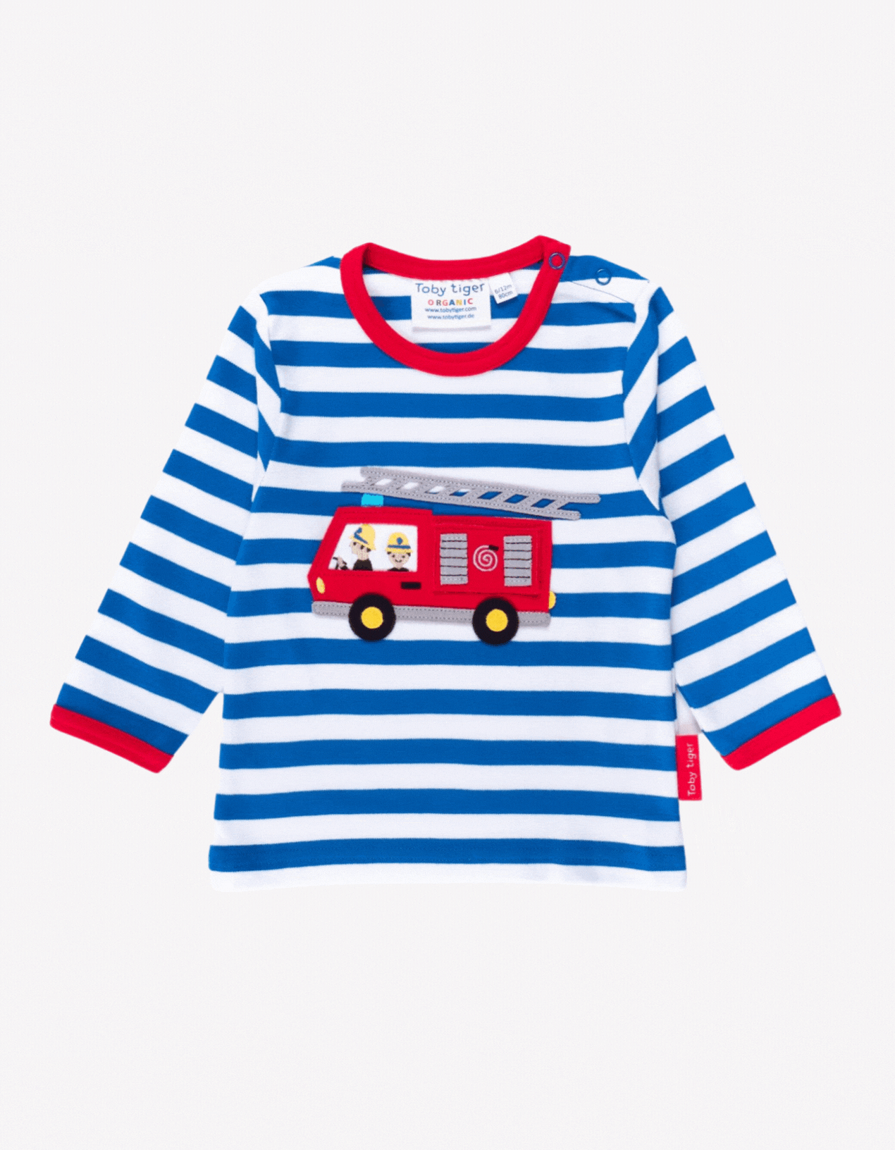 Organic Fire Engine Applique Long Sleeved T Shirt for Kids